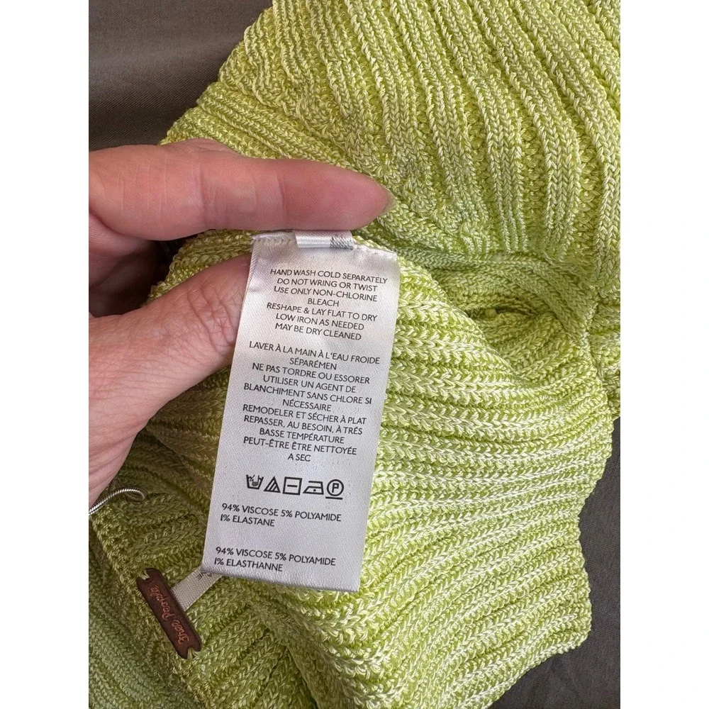 Free People Lime Green Ribbed Knit Scoop Neck Short Sleeve Crop‎ Top OB1936203 S